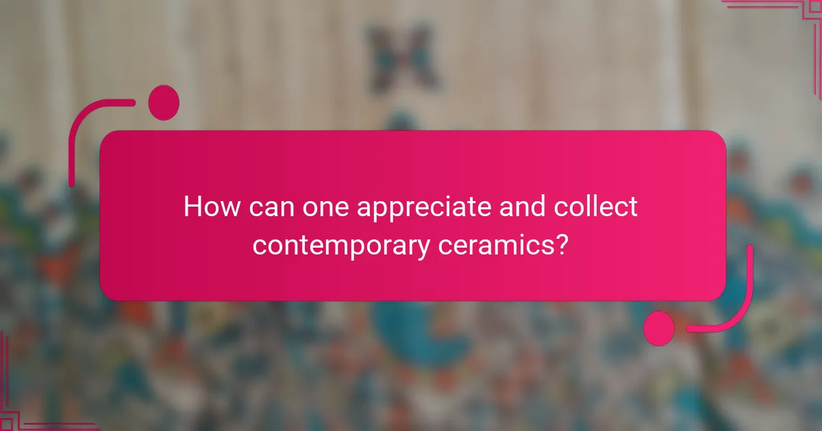How can one appreciate and collect contemporary ceramics?