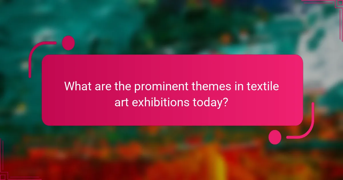 What are the prominent themes in textile art exhibitions today?